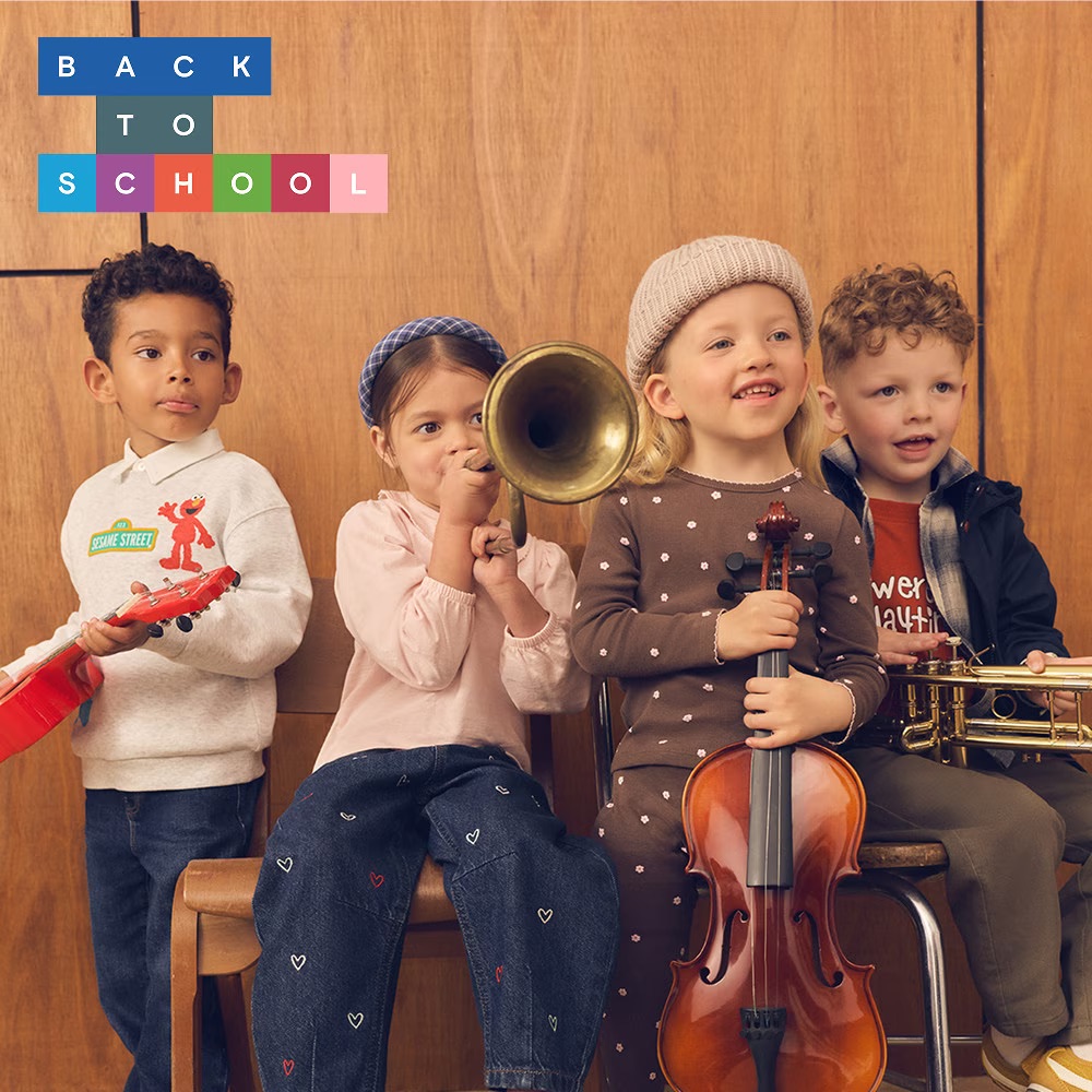 A group of kids wearing back to school collection from Primark.